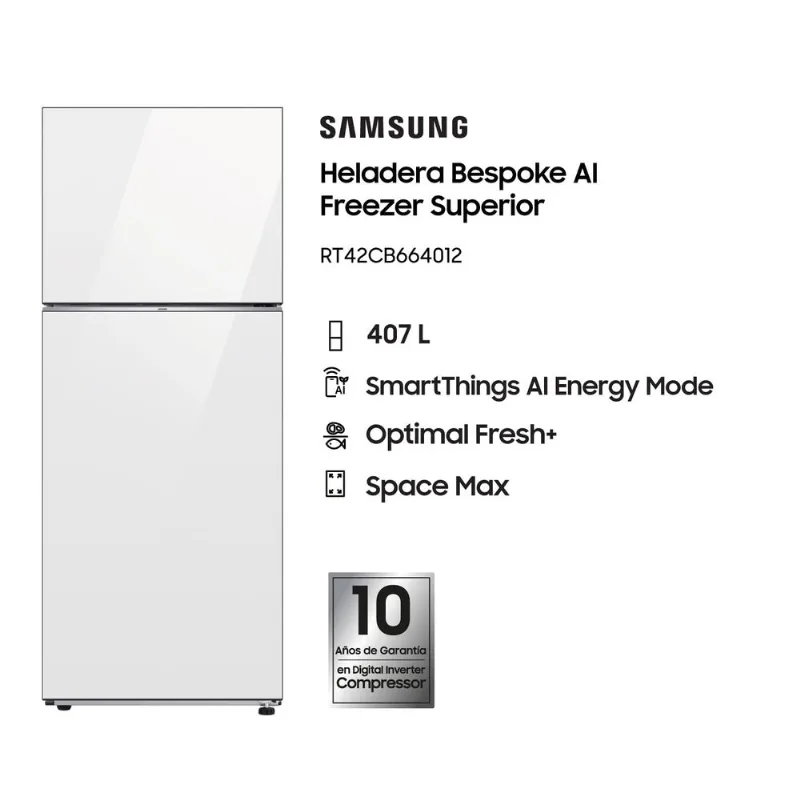 Heladera Samsung Bespoke RT42 Inverter 407 L Clean White