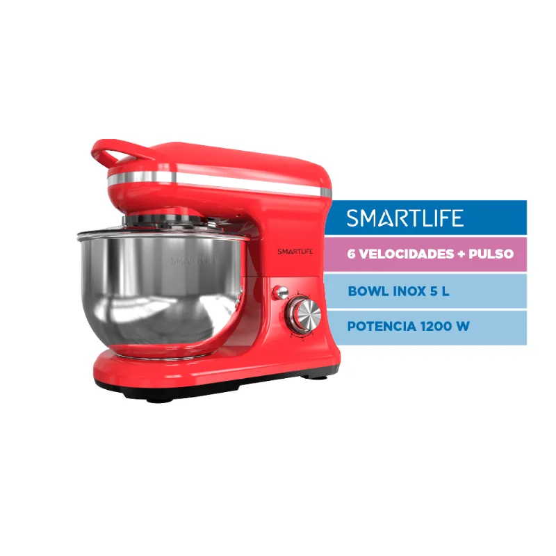 Batidora Planetaria Smartlife SL-SM030R 1200W Roja Batidora Planetaria Smartlife SL-SM030R 1200W Roja