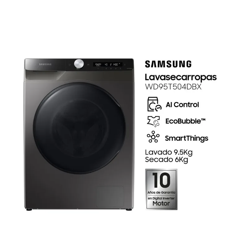 Lavasecarropas Samsung 9.5/6kg Control IA Inverter Gris
