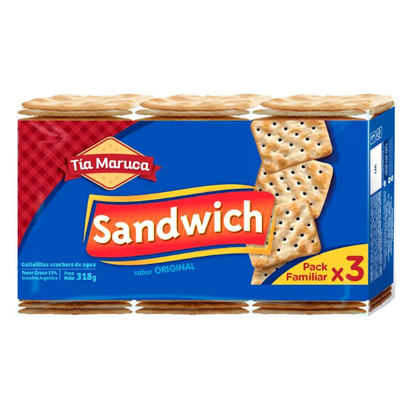 Galletitas Saladas Sabor Original 318 Grs x 3 Un Tía Maruca