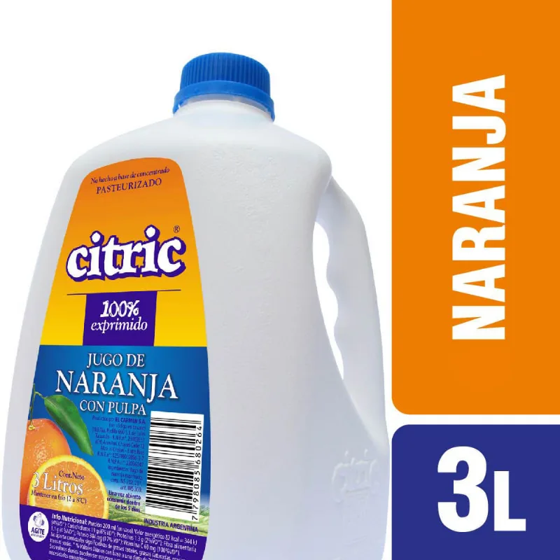 Jugo Citric Refrigerado Jugo Citric Naranja Con Pulpa 3 L