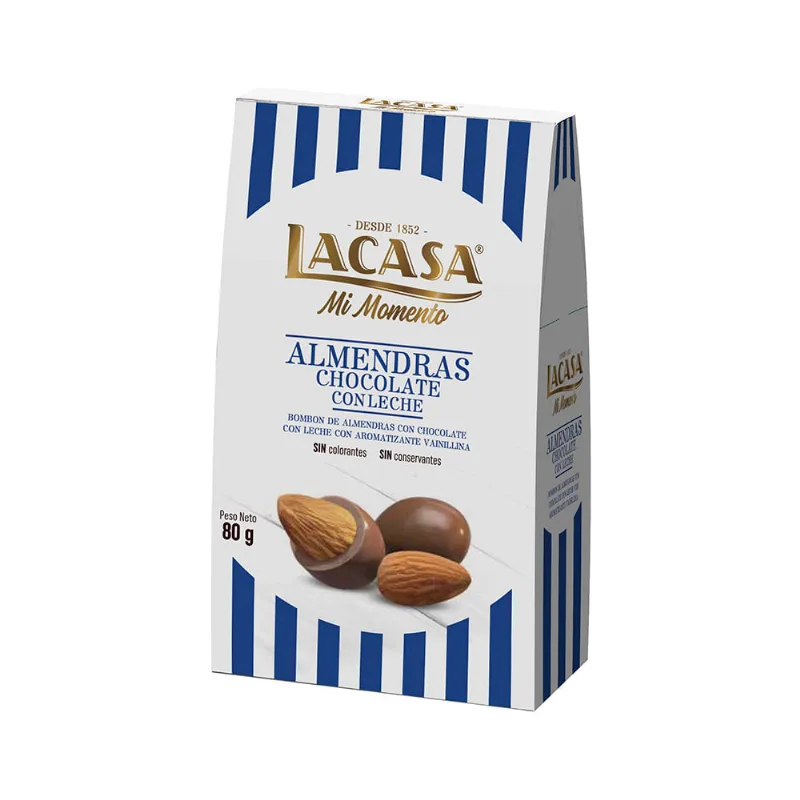 Almendras Lacasa Bañadas Con Chocolate Estuche 80 Gr