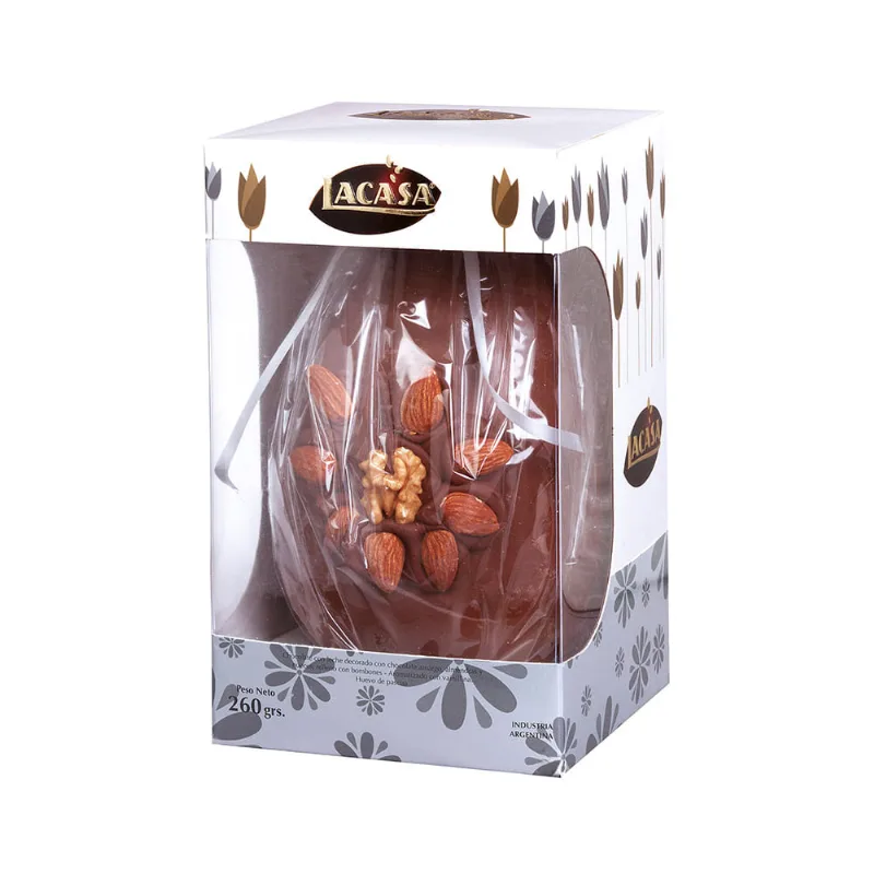 Huevo De Pascua La Casa Chocolate Negro Con Nueces Y Almendras Est 260 Gr.
