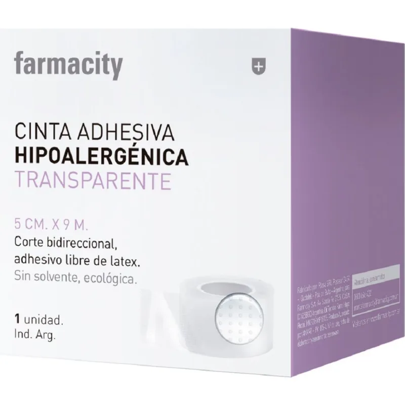 Cinta Adhesiva Farmacity Hipoalergénica Transparente 5 cm x 9 m