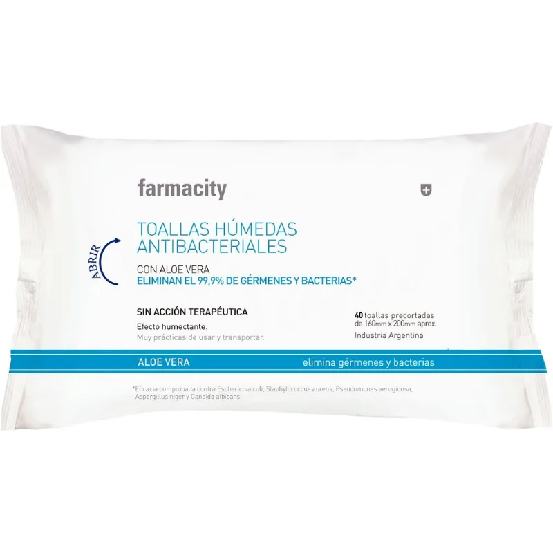 Toallas Húmedas Antibacteriales con Aloe Vera x 40 un