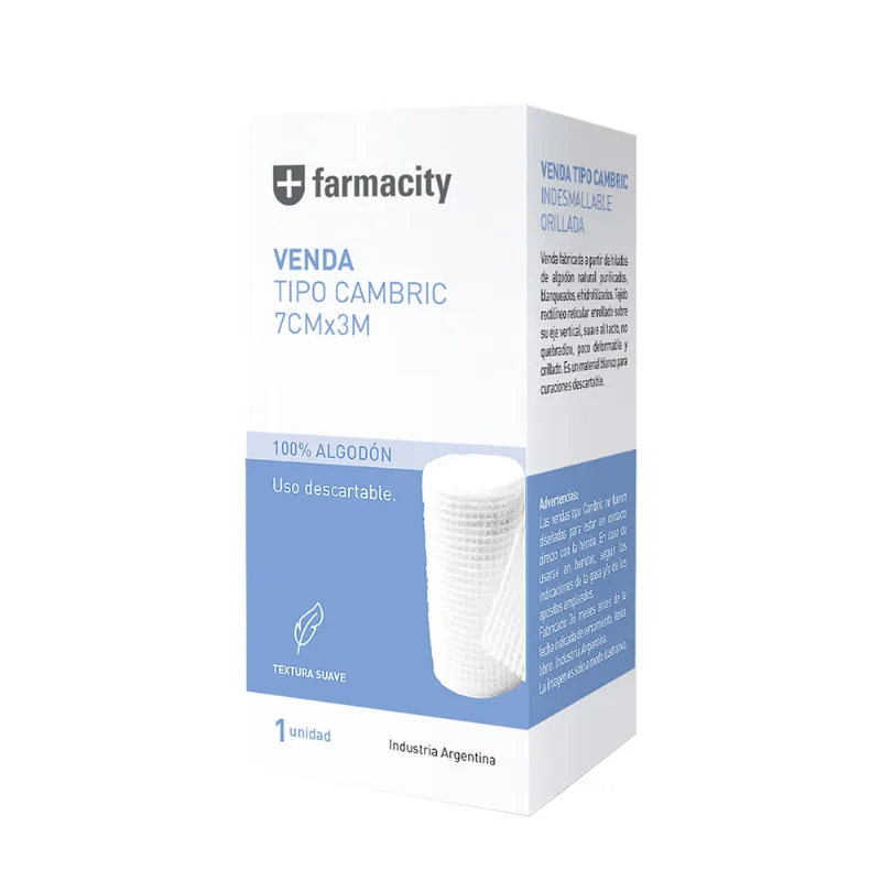 Venda Farmacity Tipo Cambric 7 cm x 3 m