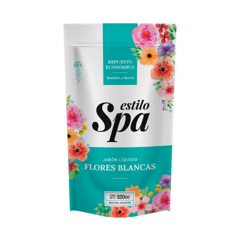 Jabon líquido Estilo Spa flores blancas doy pack 320 cc.