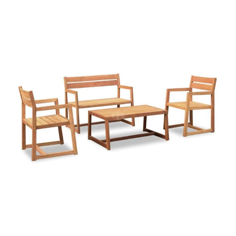 Juego de jardín Ecomadera mesa ratona y sillones trento