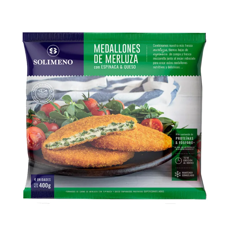 Medallones De Merluza Espinaca Y Queso Solimen