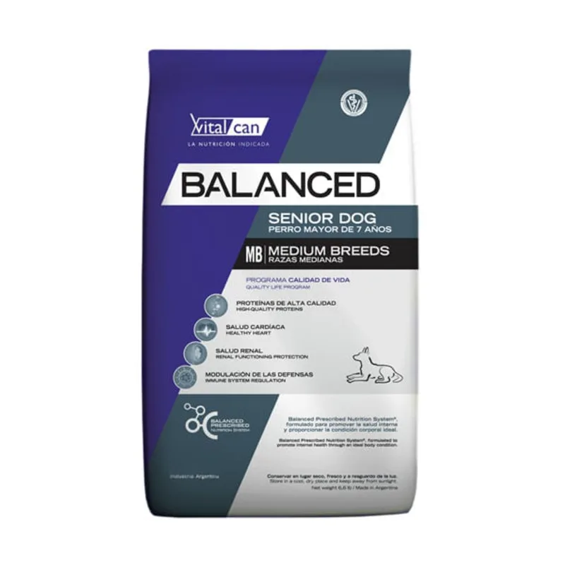 VITALCAN BALANCED PERRO SENIOR MEDIANO X 12 KG