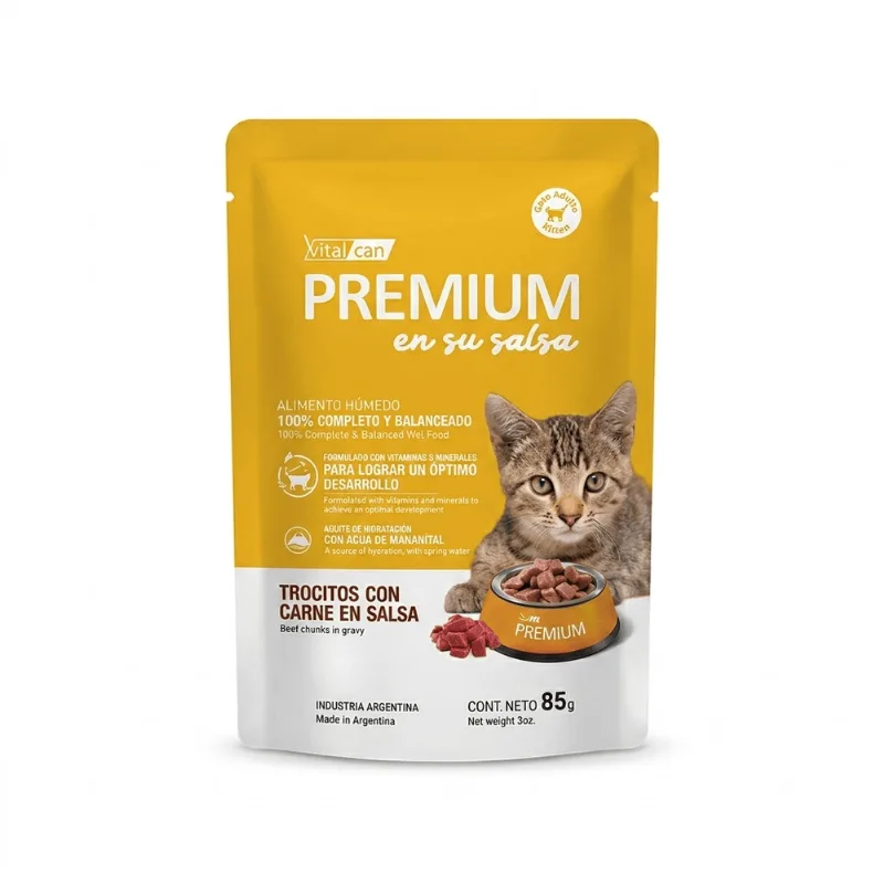 Vitalcan premium En Su Salsa Carne Gato Cachorro x 85 grs (12) VITALCAN PREMIUM EN SU SALSA CARNE GATO CACHORRO X 85 GRS
