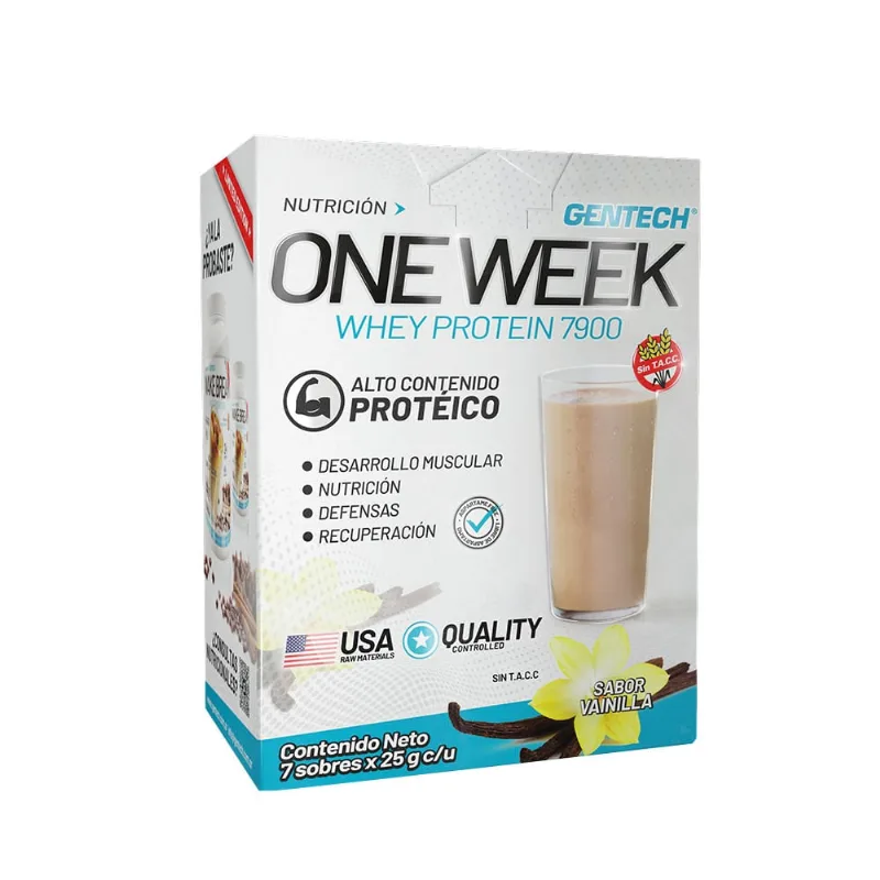 Suplemento Deportivo Gentech Whey Protein 7900 One Week Vainilla x 7 Sobres
