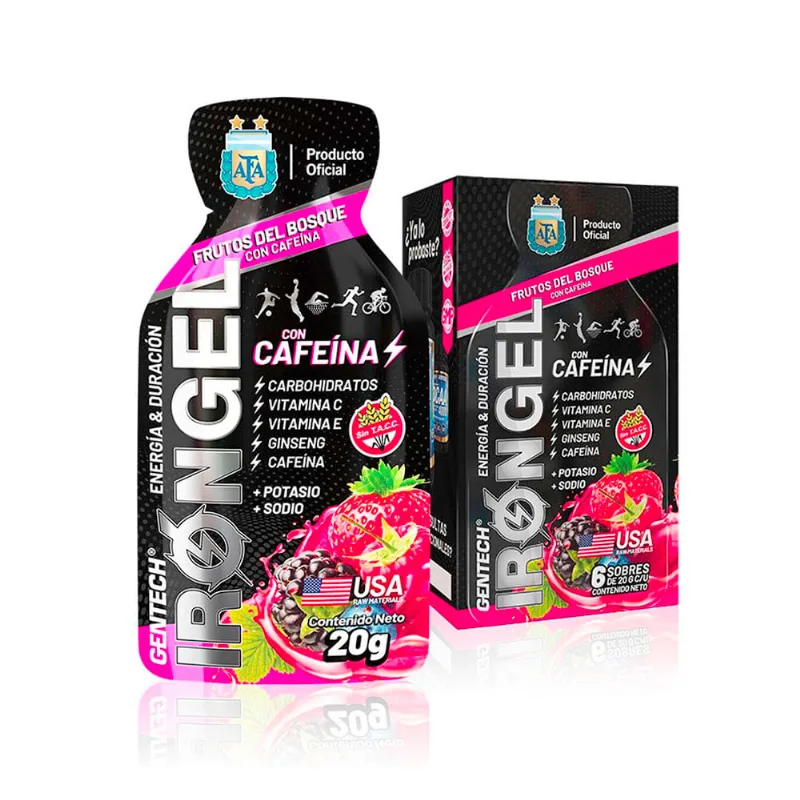 Gel Iron Gentech Frutos Del Bosque Con Cafeina 120gr