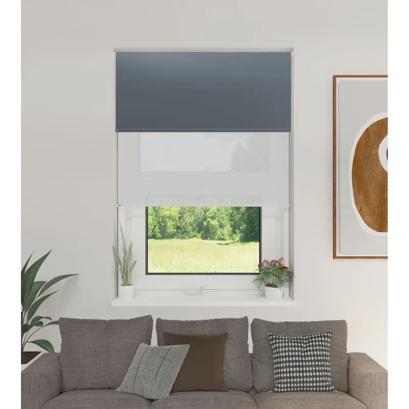 Cortina Roller Doble BlackOut y Screen 6% Gris oscuro 2,00 x 1,65