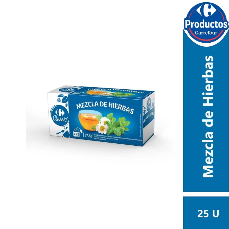 Té de hierbas en saquitos Carrefour Classic 25 uni