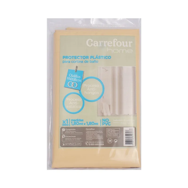 Protector plástico Carrefour cortina baño beige 1 u.