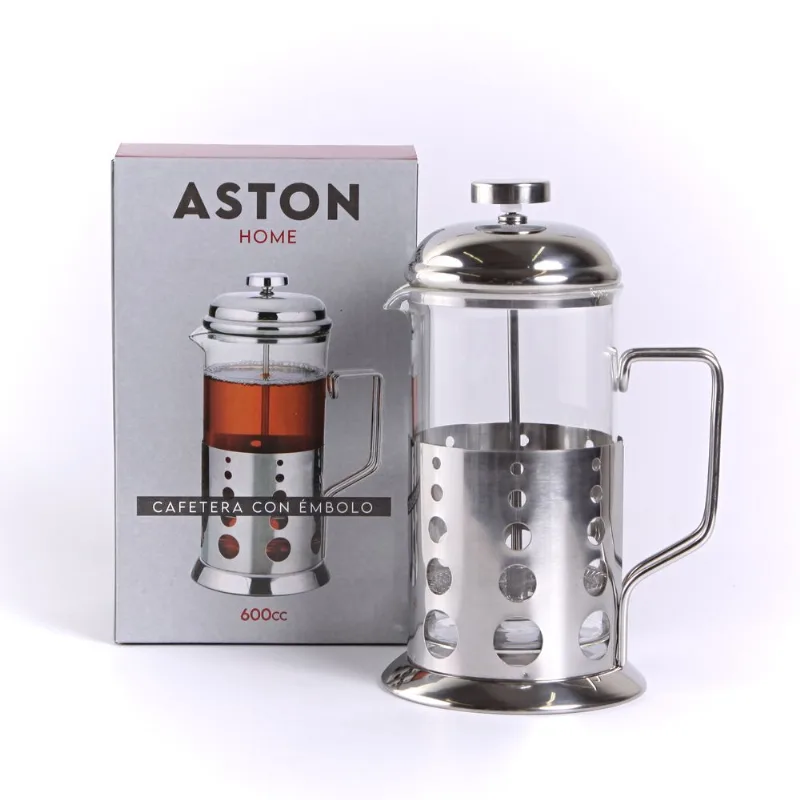 Cafetera Aston 100% diseño vidrio/acero 600 ml.