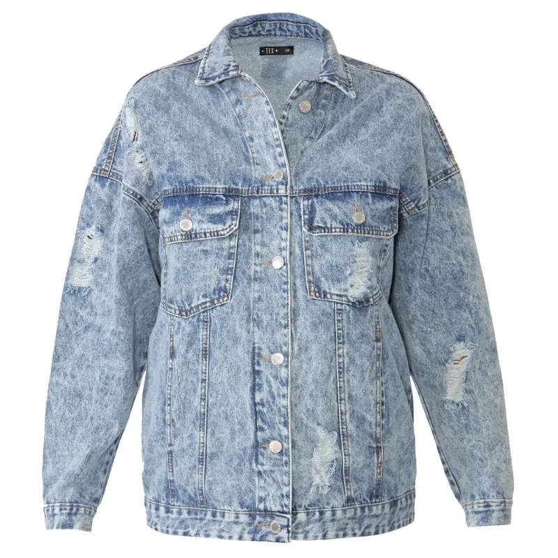 Campera Tex jean over size talle 42 celeste