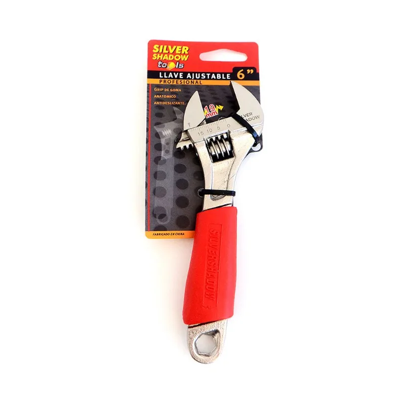 Llave ajustable con grip de goma 6"
