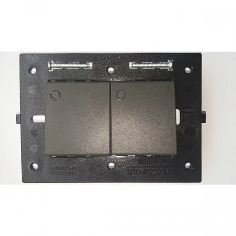 Interruptor Doble 801 Serie Minimal Conmutable Con Bastidor Gris