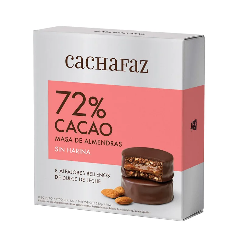 Alfajor 72cacao Caja 8 Un De 500 Grs C/u Cachafaz