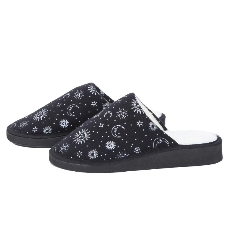 Pantufla Tex jersey soles y lunas talle 38 negro