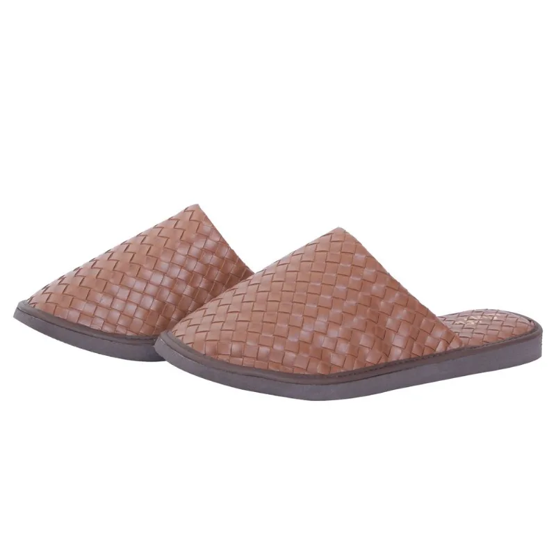 Pantufla Tex hombre efecto cuadrille talle 42 marron