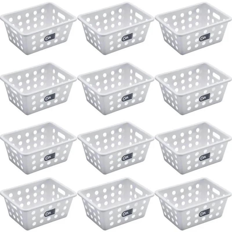 Kit 12 Cestas para Servir Frituras Porções Mini Cesto para Batata Frita Restaurantes Bares Brancas