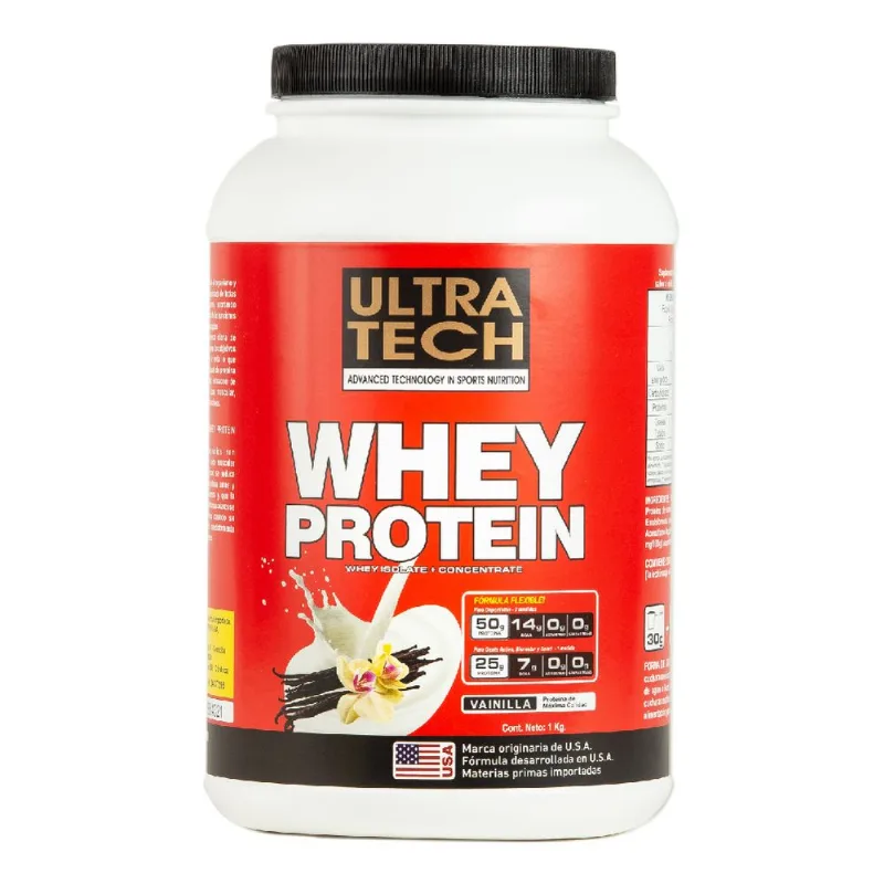Suplemento Deportivo Ultra Tech Whey Protein Sabor Vainilla x 1 kg