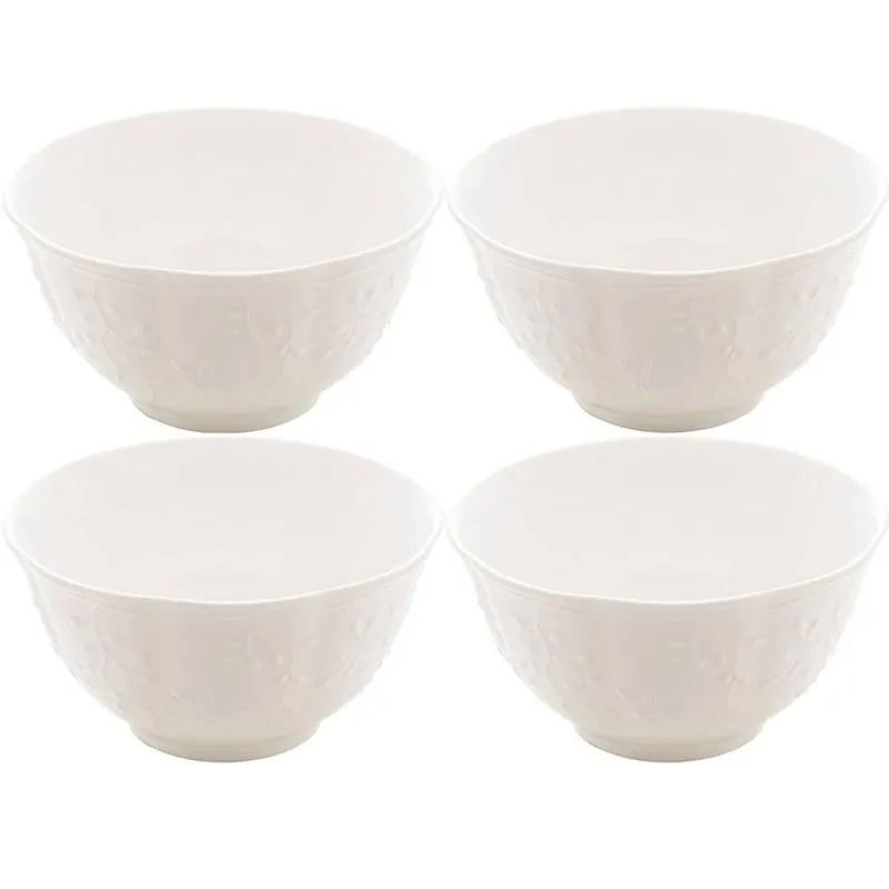 4 Bowls de Porcelana 500ml New Bone Butterfly Flower 14x8cm Sobremesas e Aperitivos