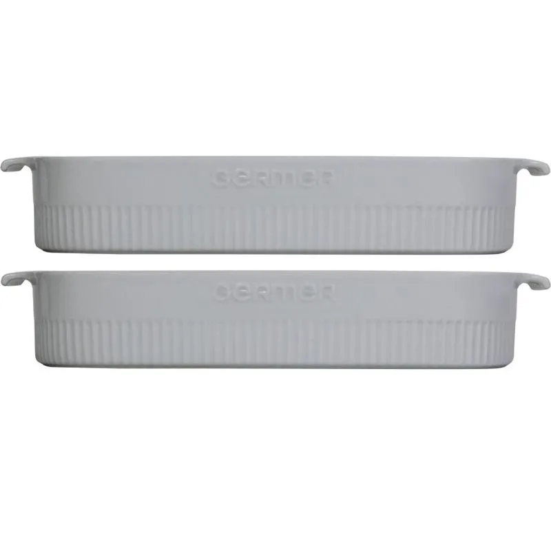 Kit 2 Travessas Refratária Porcelana 36x24cm Branca Germer com Alças Restaurante
