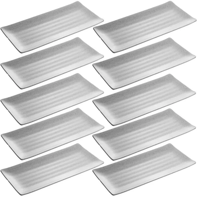 10 Travessas Melamina Servir Sashimi 29x14cm Restaurante Retangular Bandeja Lyor Granilite