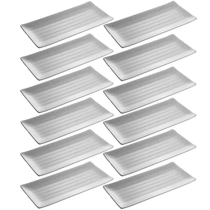 12 Bandejas Retangulares 29x14cm Travessa Melamina Servir Sushi Restaurantes Comida Japonesa Lyor