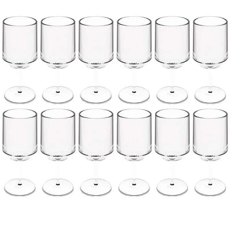 12 Taças para Vinho Água Drinks 250ml Crippa Plástico Resistente Transparente