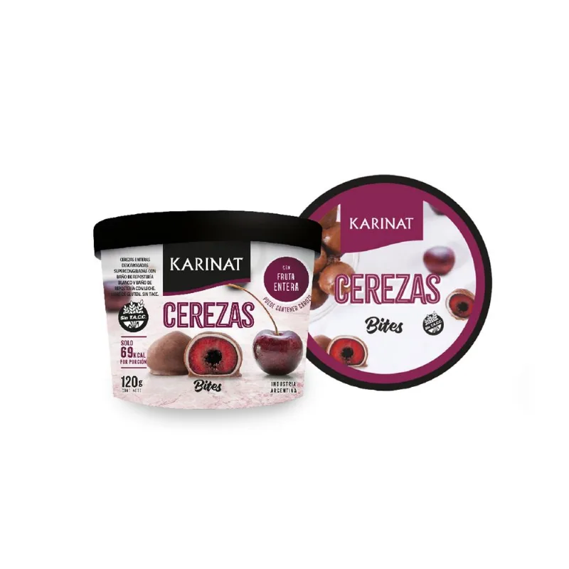 Cerezas con chocolate Karinat pote 120 g.