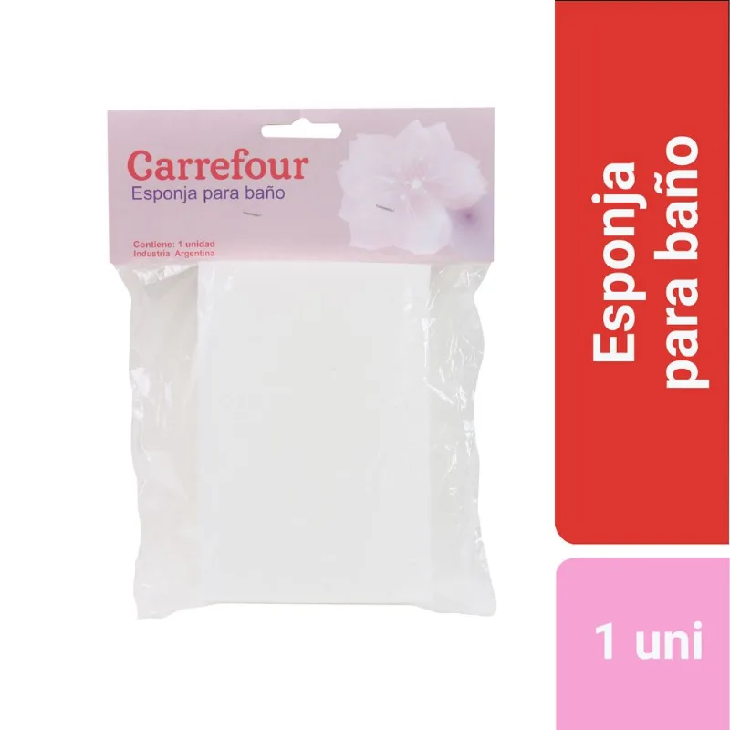 Esponja de baño Carrefour bas adulto blanco x 1 uni