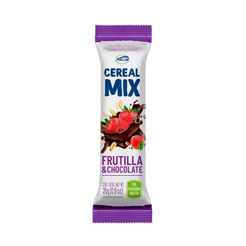 Barra de Cereal Sabor Frutilla y Chocolate 26 Grs Cereal Mix