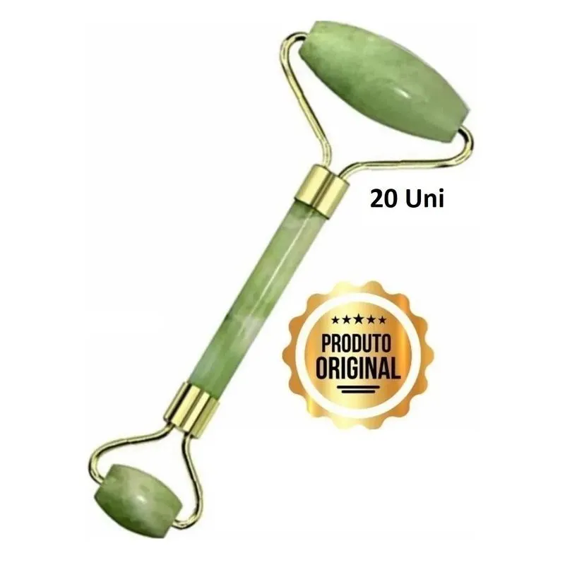 20 Rolo De Pedra Jade Massageador Facial Anti Rugas