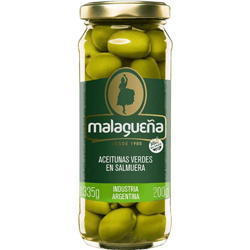 Aceitunas verdes Malagueña en frasco 335 grs