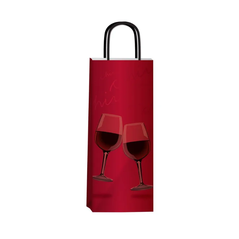 Bolsa para vino kraft bordo 14x8x35cm