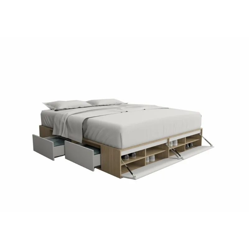 Box de Cama DS Home 2,00 m 4 Cajones 2 Puertas 203x33x202 cm Box de Cama DS Home 2,00 m 4 Cajones 2 Puertas Olmo Everest 203x33x202 cm