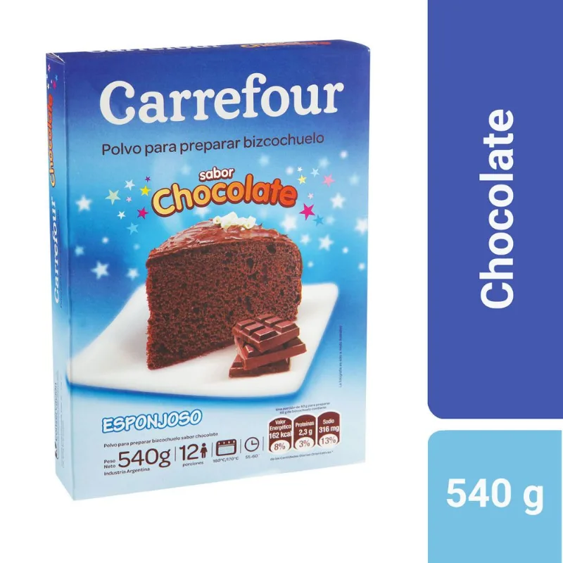 Premezcla para bizcochuelo Carrefour chocolate 540 g.