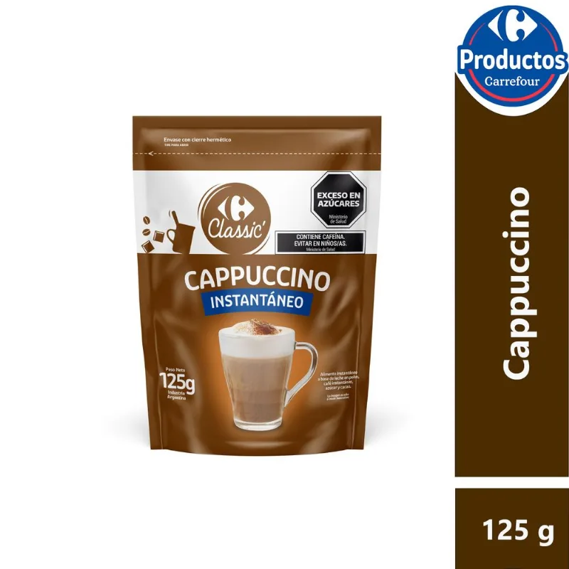 Cappuccino instantáneo Carrefour classic 125 g.