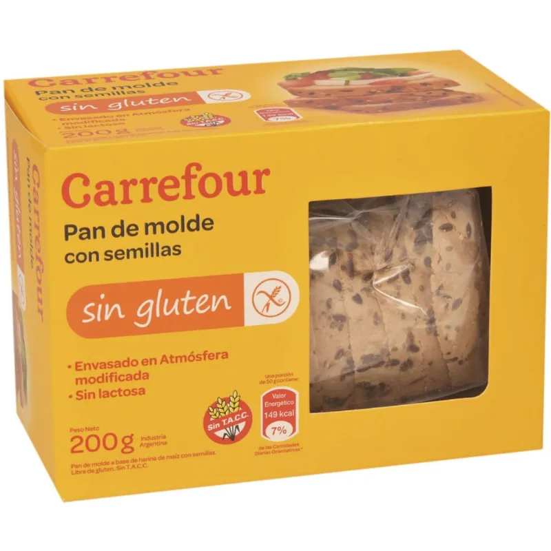Pan de mesa Carrefour semillas 200 g. sin TACC
