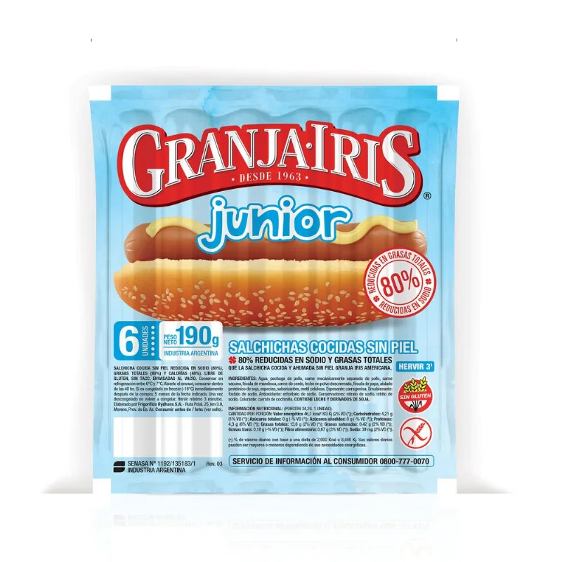 Salchicha junior Granja Iris viena 6 uni