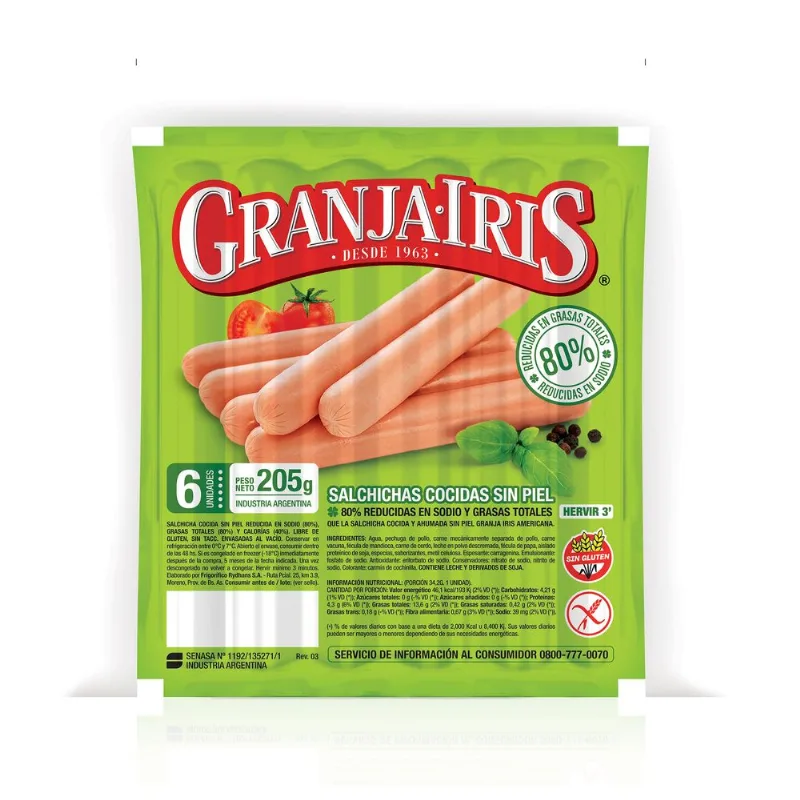 Salchichas light Granja Iris flow pack 6 uni