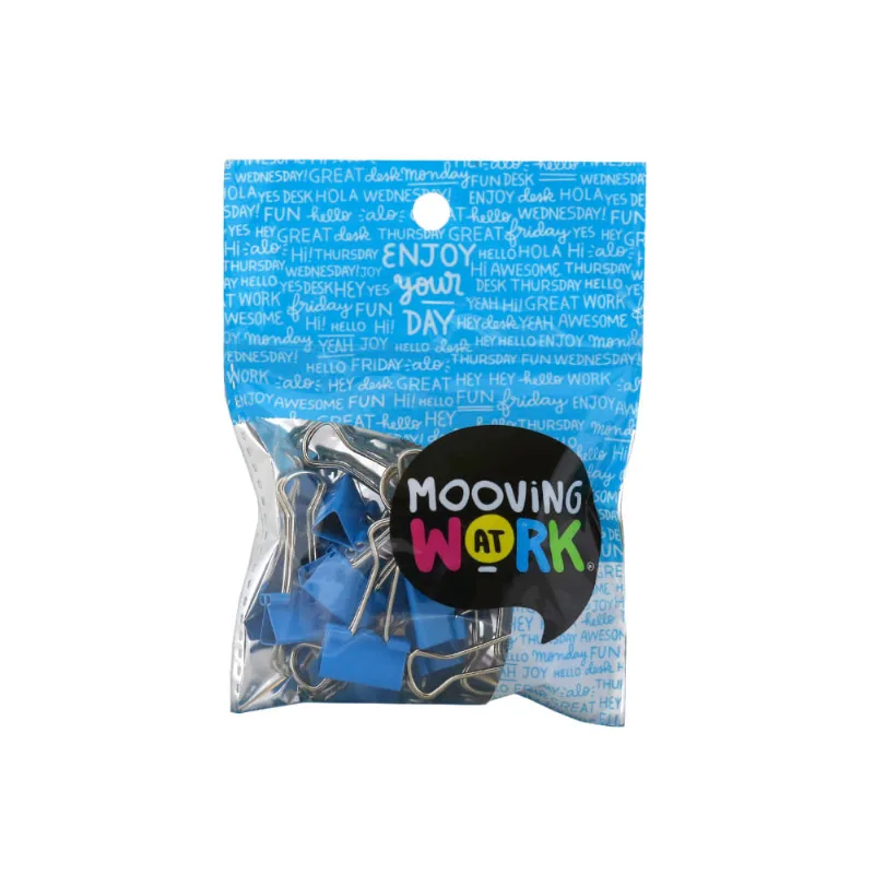 Binder Clips Mooving 19 Mm Azul Fluo