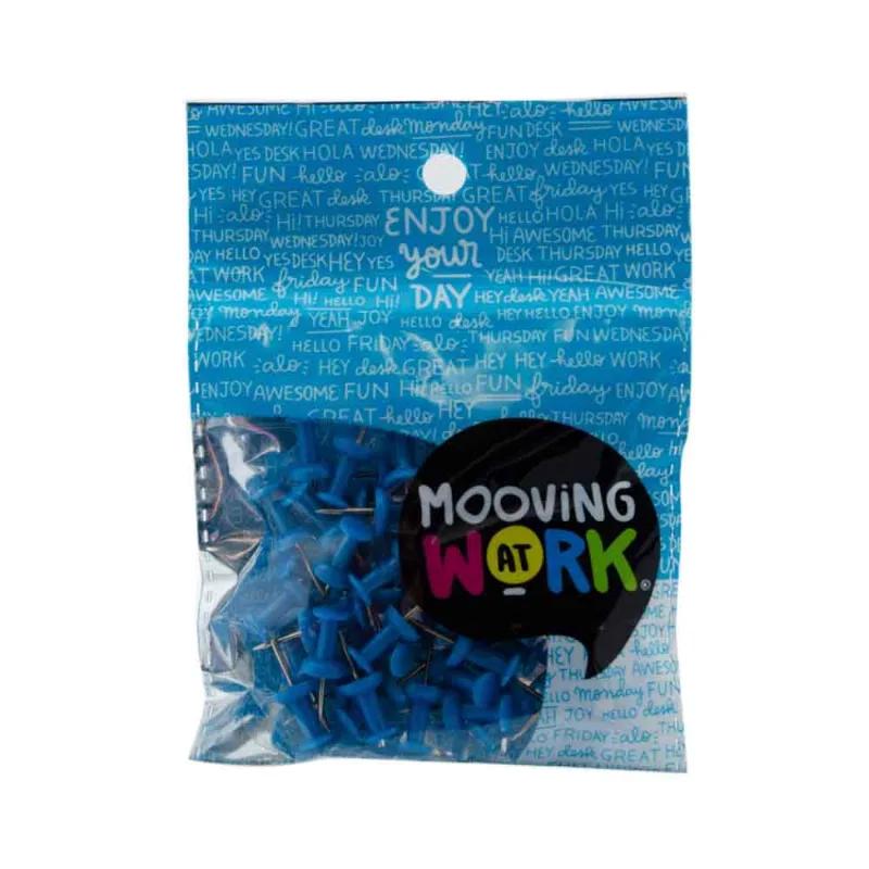 Push Pins Mooving Azul Fluo 50 Unidades Push Pins Mooving Azul Fluo