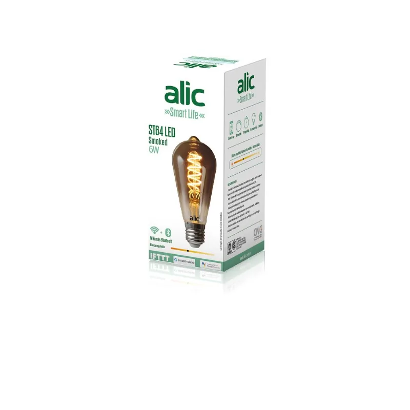 Lampara led Alic smart life st64 smoked 6w e27 wifi/bluetooth