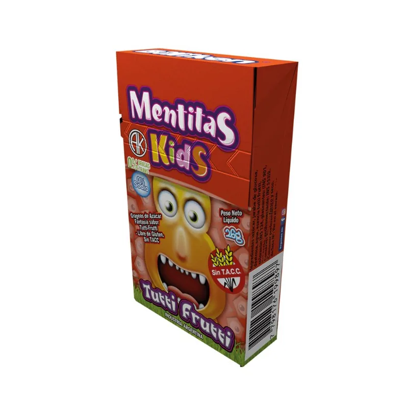Pastillas Mentitas sabor tutti frutti kids 26 g.